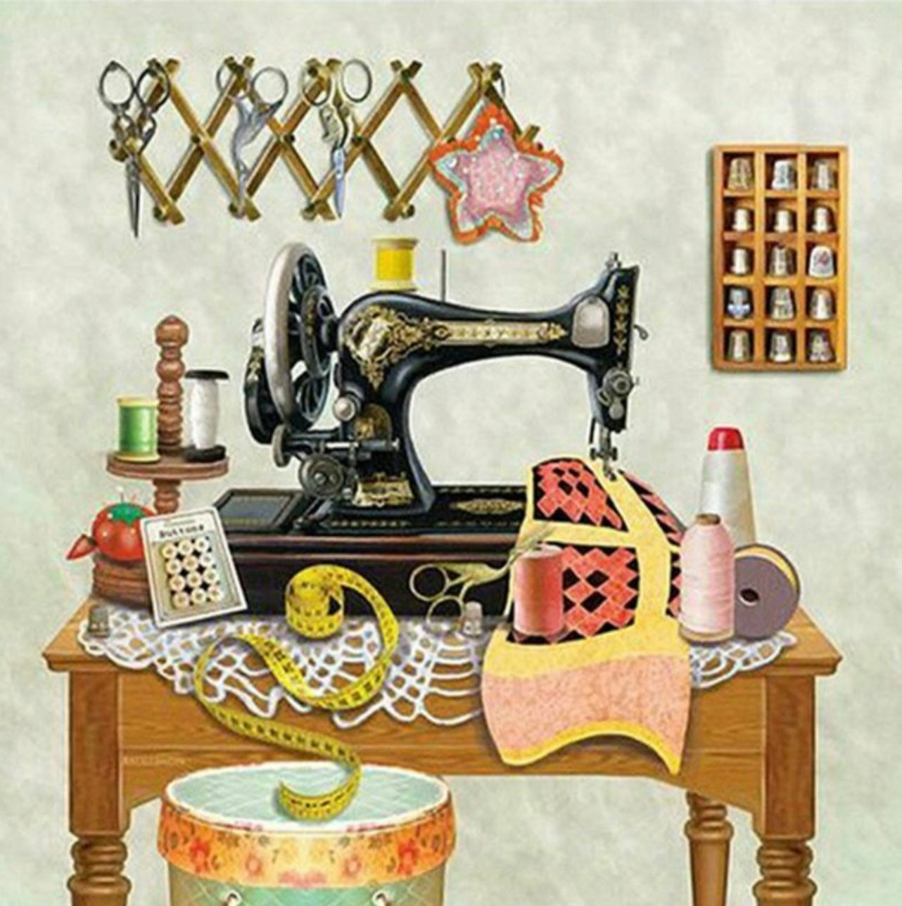 VINTAGE SEWING MACHINE - Full Drill Diamond Painting - 40cm x 40cm