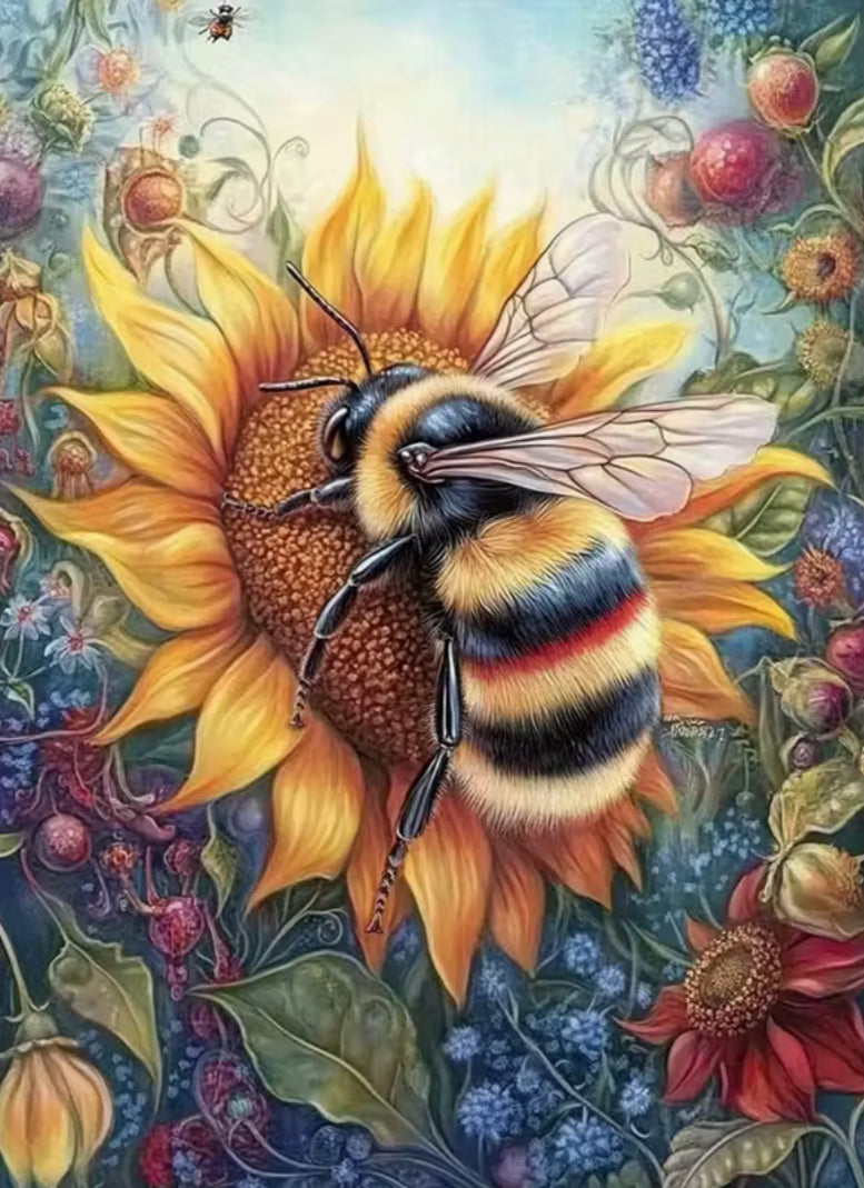 BEE ON A SUNFLOWER - Full Drill Diamond Painting - 40cm x 50cm