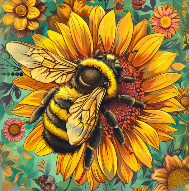 BEE ON A SUNFLOWER - Full Drill Diamond Painting - 40cm x 40cm