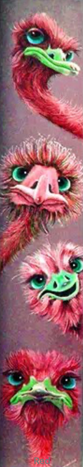 FAMILY OF PINK/RED OSTRICHES - Full Drill Diamond Painting - 20cm x 110cm