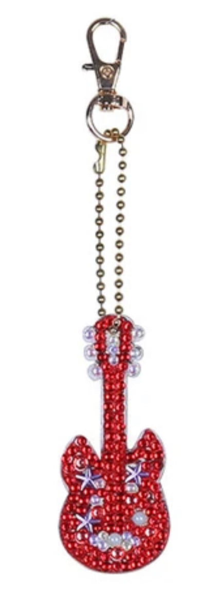 Set of 5 GUITARS - Diamond Painting Key Rings