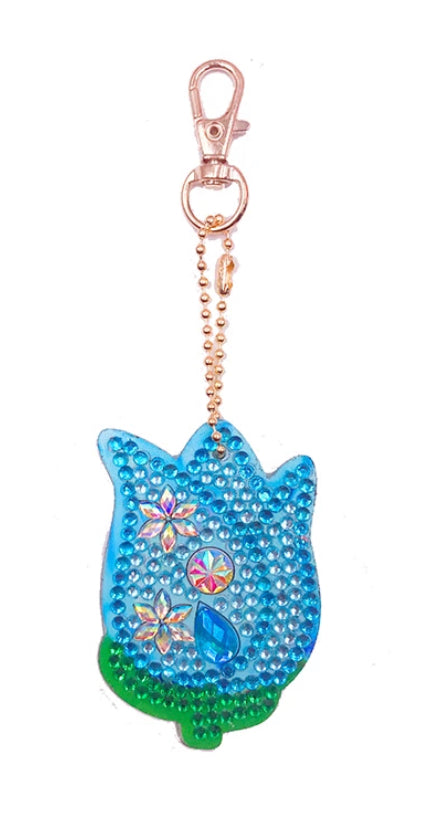 Set of 4 ROSE BUDS - Diamond Painting Key Rings