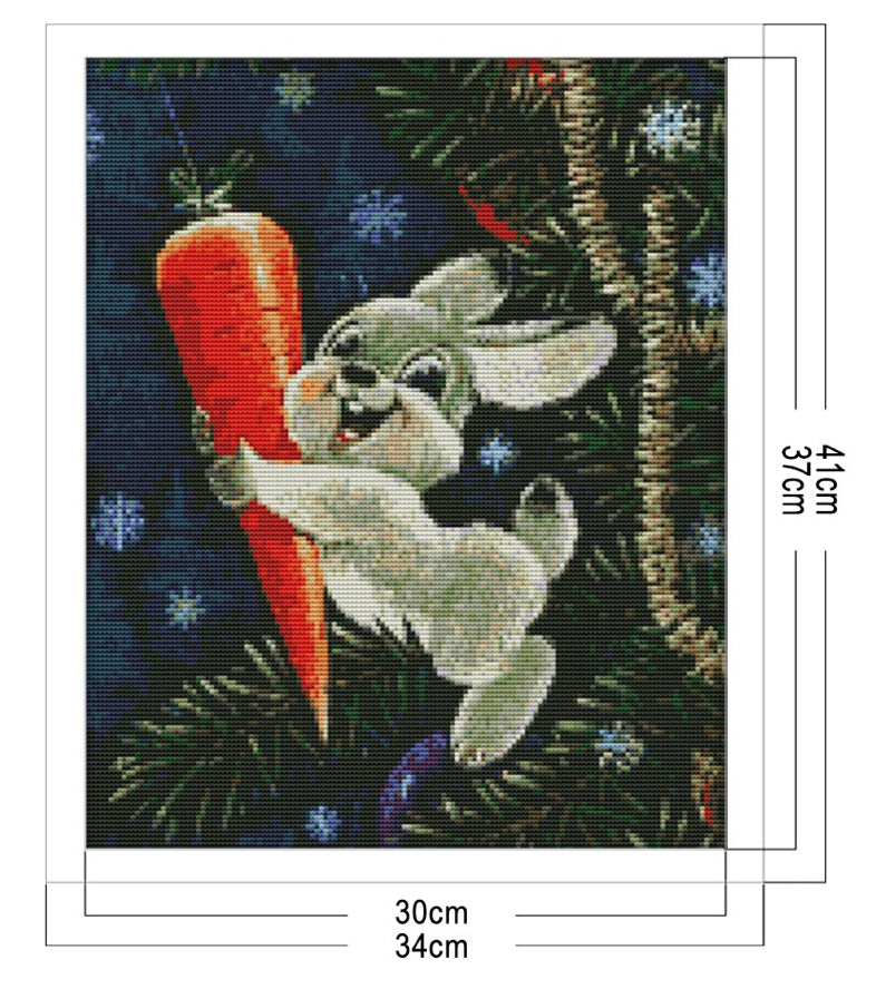 RABBIT & CARROT 14ct Printed Cross Stitch Kit