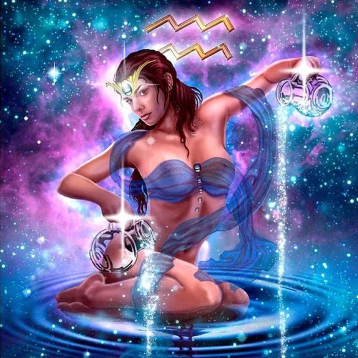 AQUARIUS - ZODIAC CONSTELLATION STAR SIGN - Full Drill Diamond Painting - 30cm x 30cm