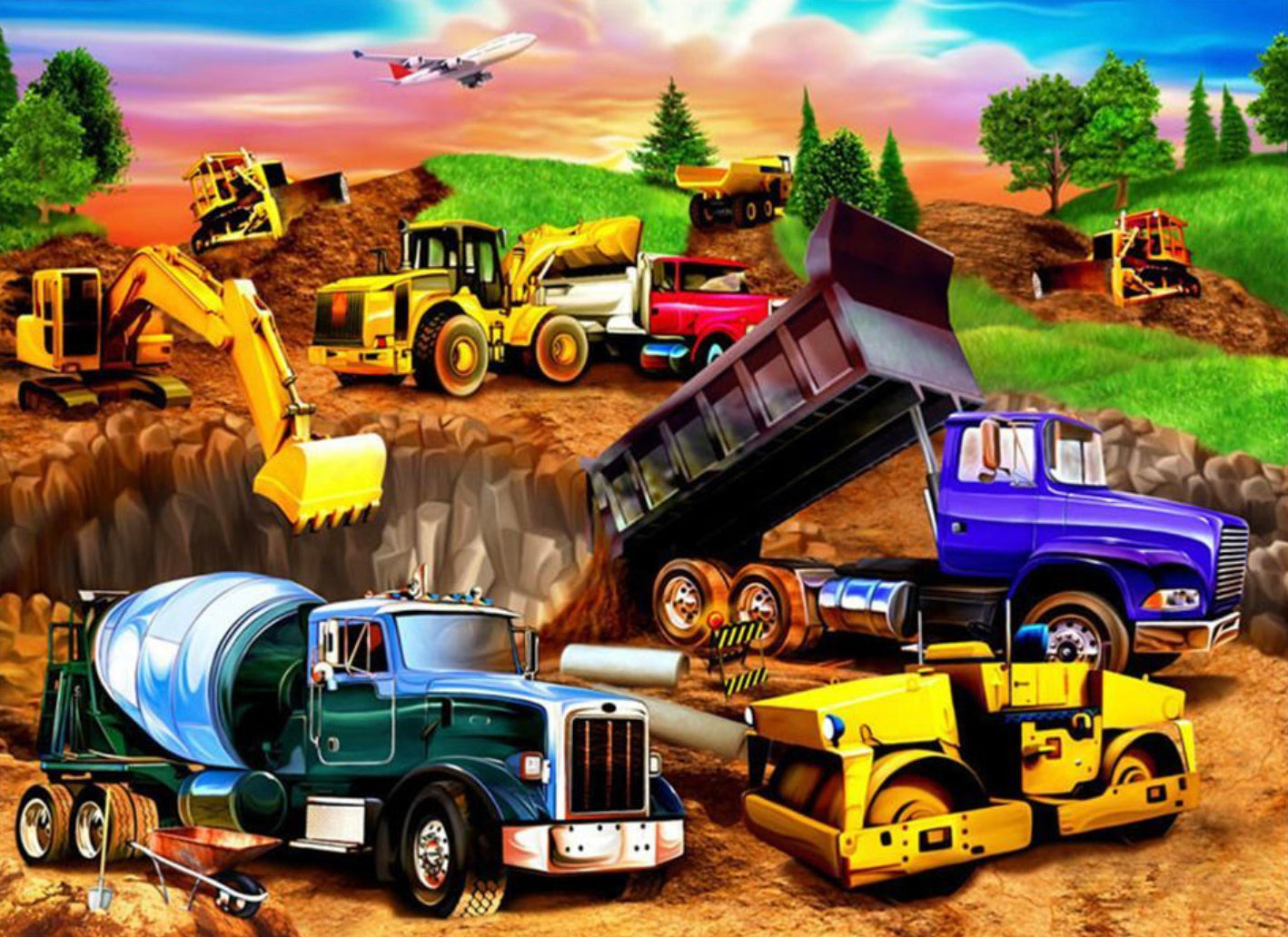 CONSTRUCTION AT WORK - Full Drill Diamond Painting - 40cm x 30cm