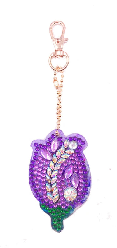 Set of 4 ROSE BUDS - Diamond Painting Key Rings