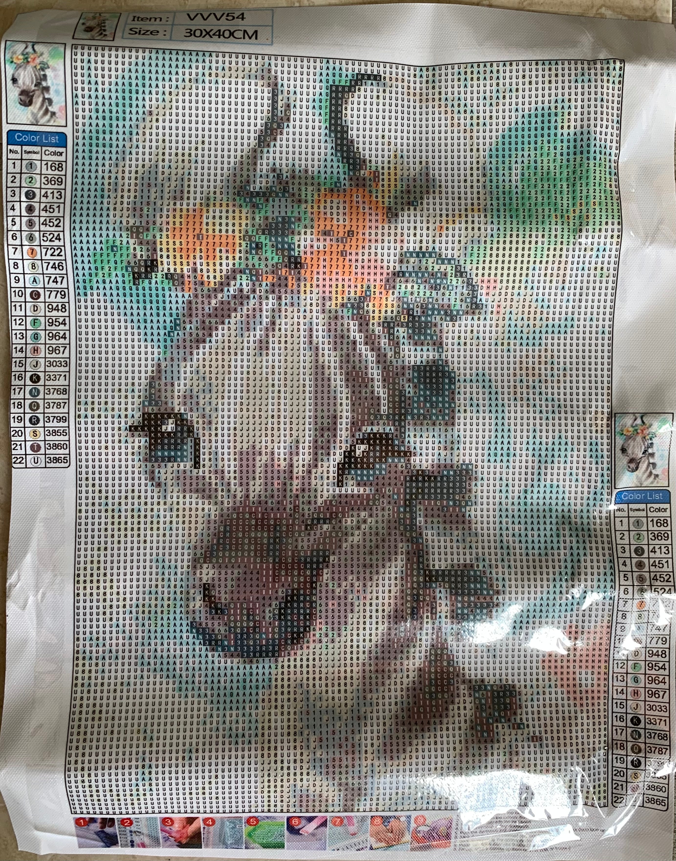 WATERCOLOUR ZEBRA  - Full Round Drill Diamond Painting - 30cm x 40cm