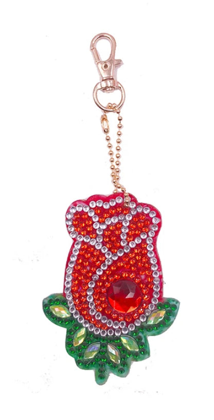 Set of 4 ROSE BUDS - Diamond Painting Key Rings