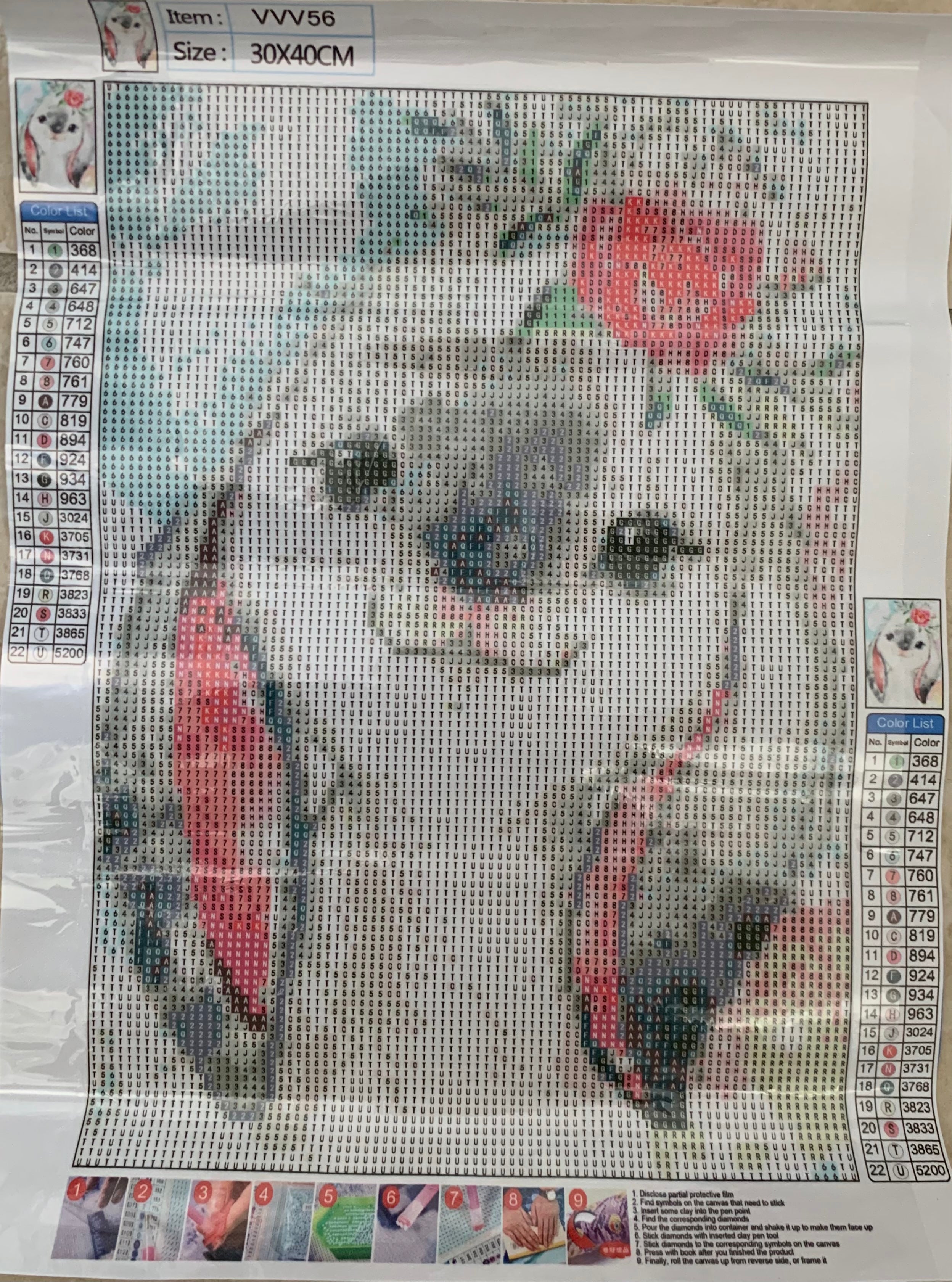 WATERCOLOUR RABBIT  - Full Drill Diamond Painting - 30cm x 40cm