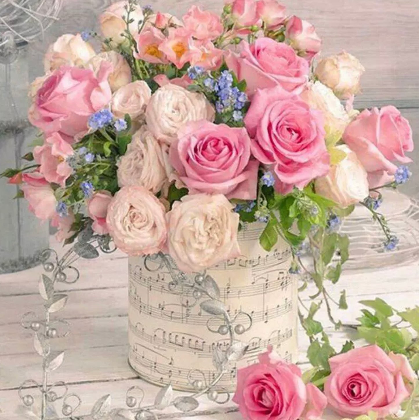 PINK & CREAM ROSES - Full Drill Diamond Painting - 40cm x 40cm