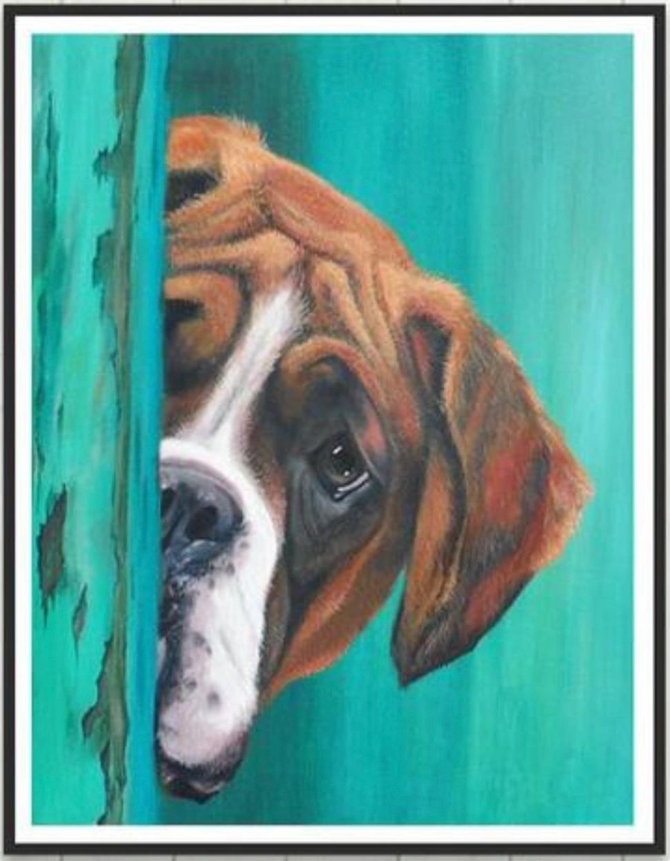 PEEK-A-BOO HOUND DOG- FULL Drill - 30cms x 40cms