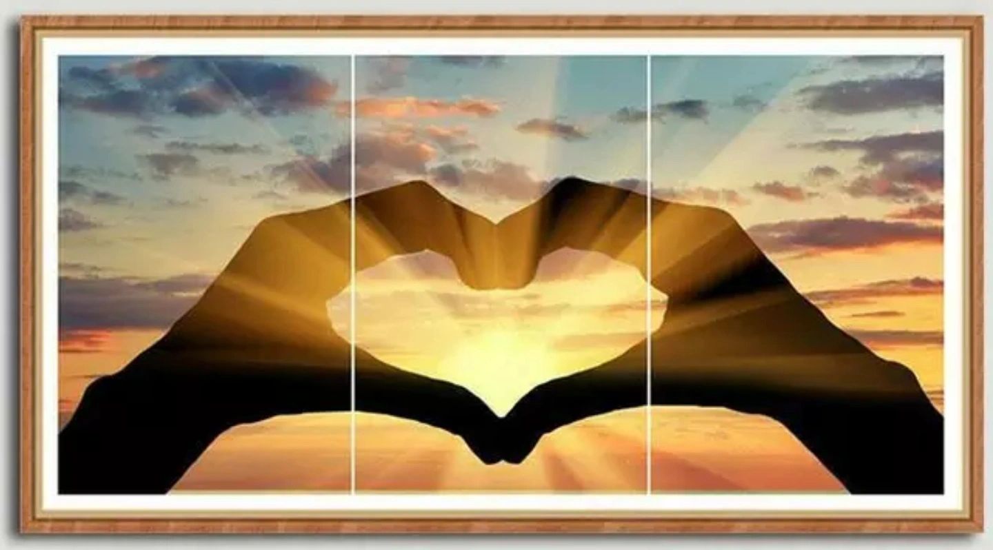 3 Panel SUNRISE IN LOVING HANDS - Full Round Drill Diamond Painting