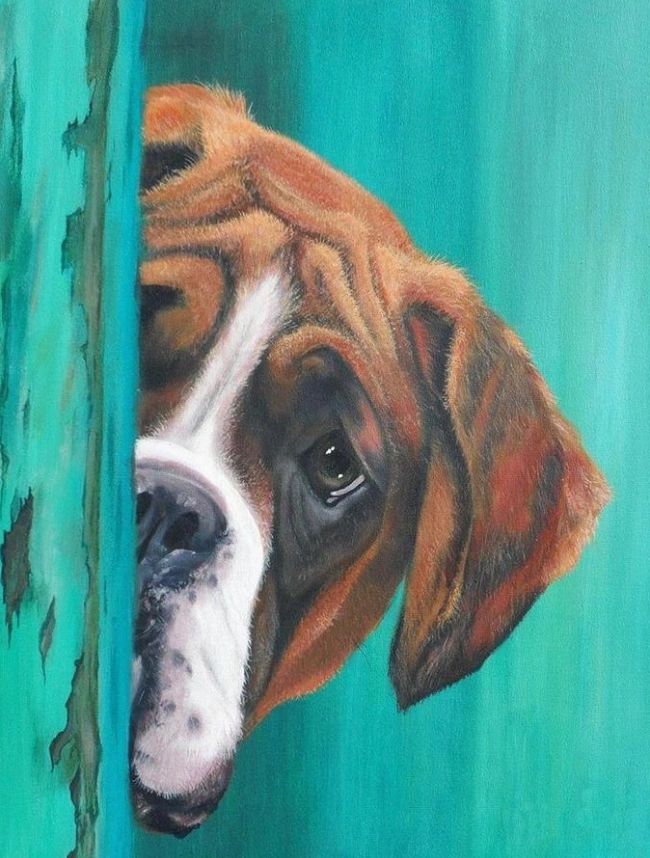 PEEK-A-BOO HOUND DOG- FULL Drill - 30cms x 40cms