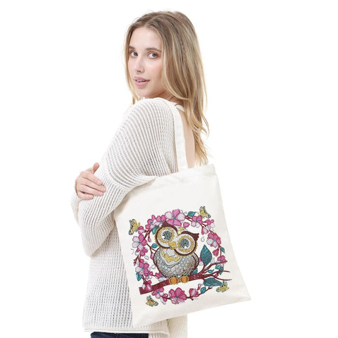 CUTE OWL - Special Drill Diamond Painting Tote Bag