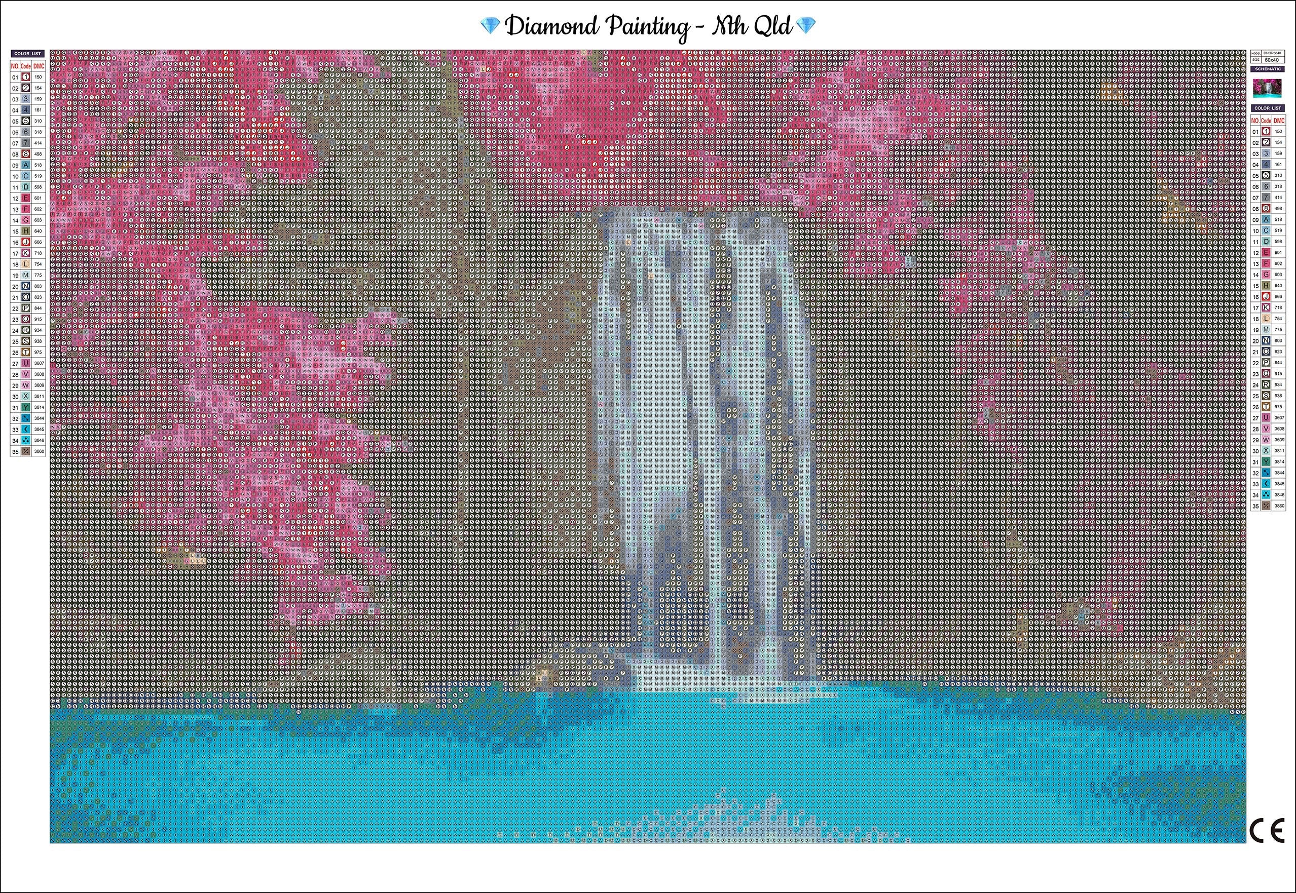 BEAUTIFUL WATERFALL INTO THE BLUE LAKE  - Full Drill Diamond Painting - 60cm x 40cm