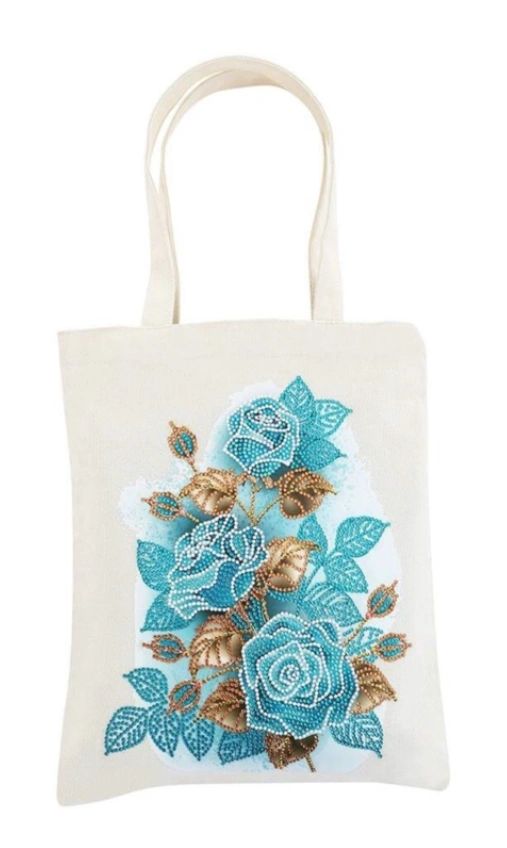 BLUE ROSES - Special Drill Diamond Painting Tote Bag