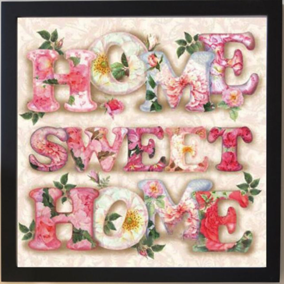 FLORAL HOME SWEET HOME - Full Drill Diamond Painting - 40cm x 40cm