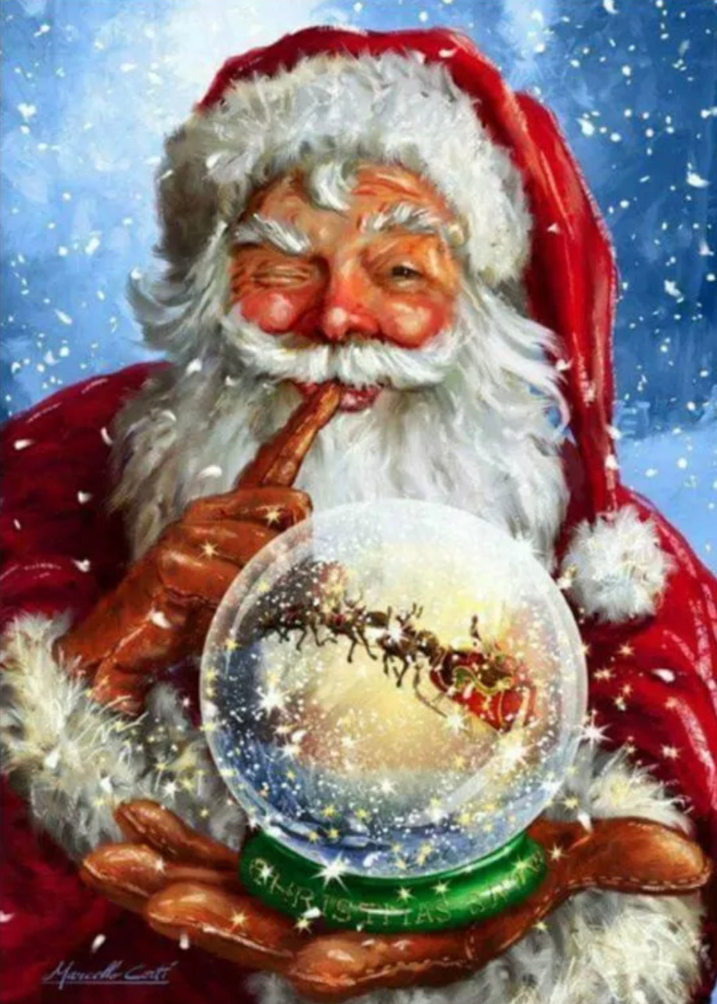 SANTA AND HIS MAGICAL SNOW GLOBE - 5D Diamond Painting - 40cm x 50cm