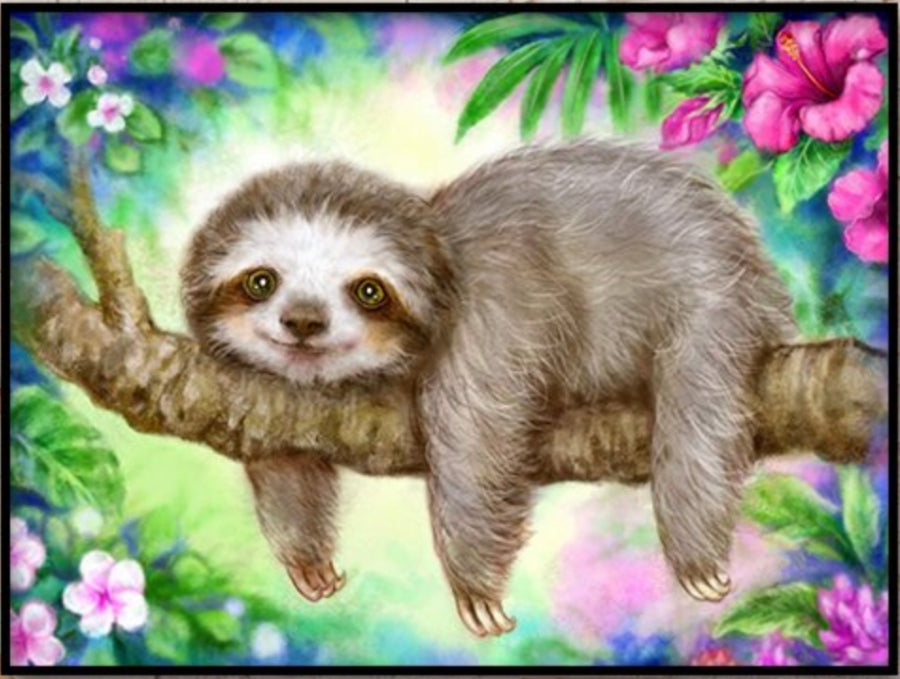 SLOTH HANGING AROUND - Full Drill Diamond Painting - 50cm x 40cm