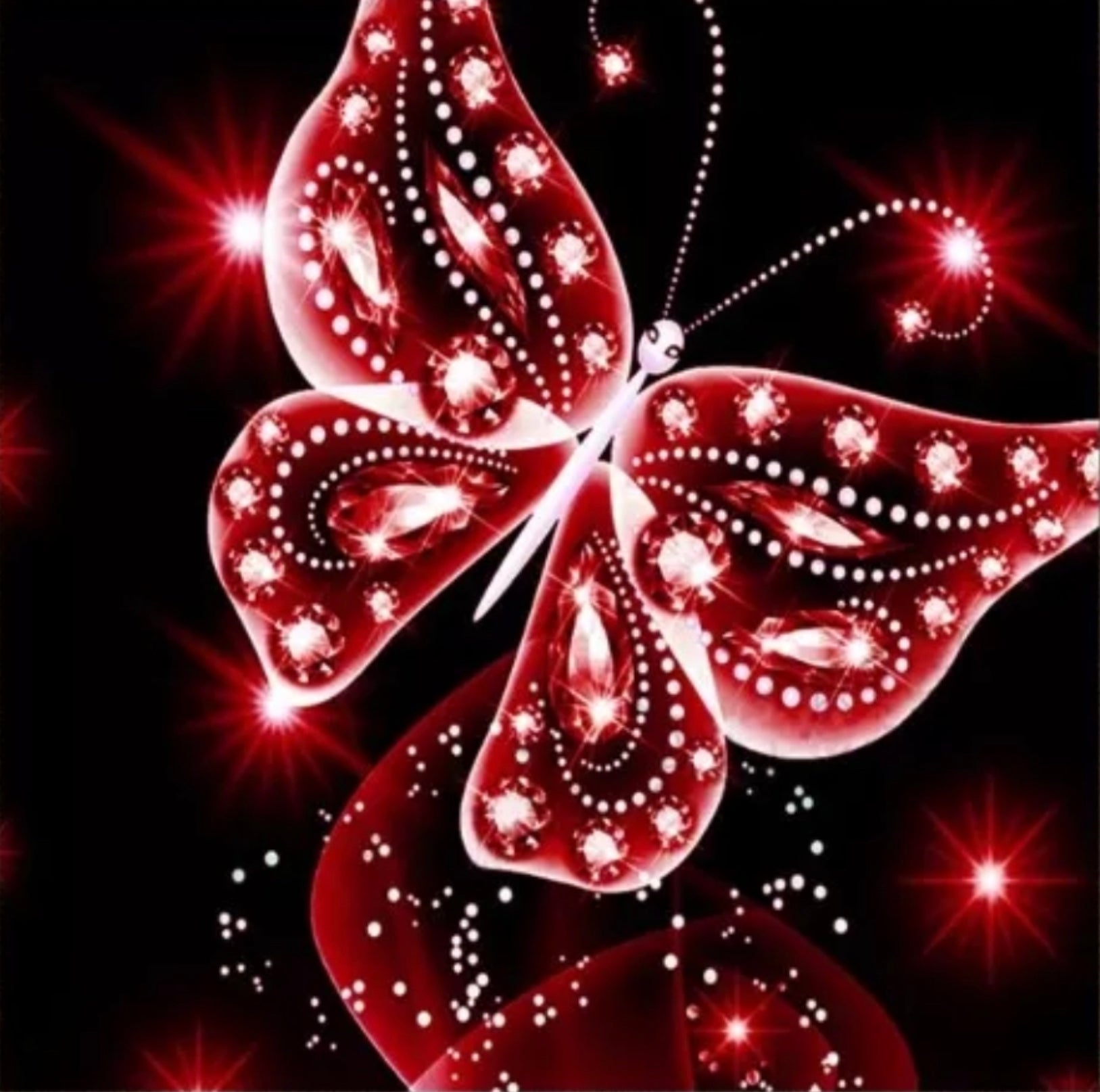 RED BUTTERFLY - Full Drill Diamond Painting - 40cm x 40cm