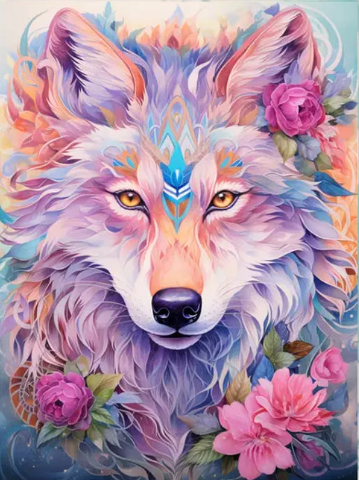 FLORAL WOLF - 5D Full Drill Diamond Painting - 30cm x 40cm