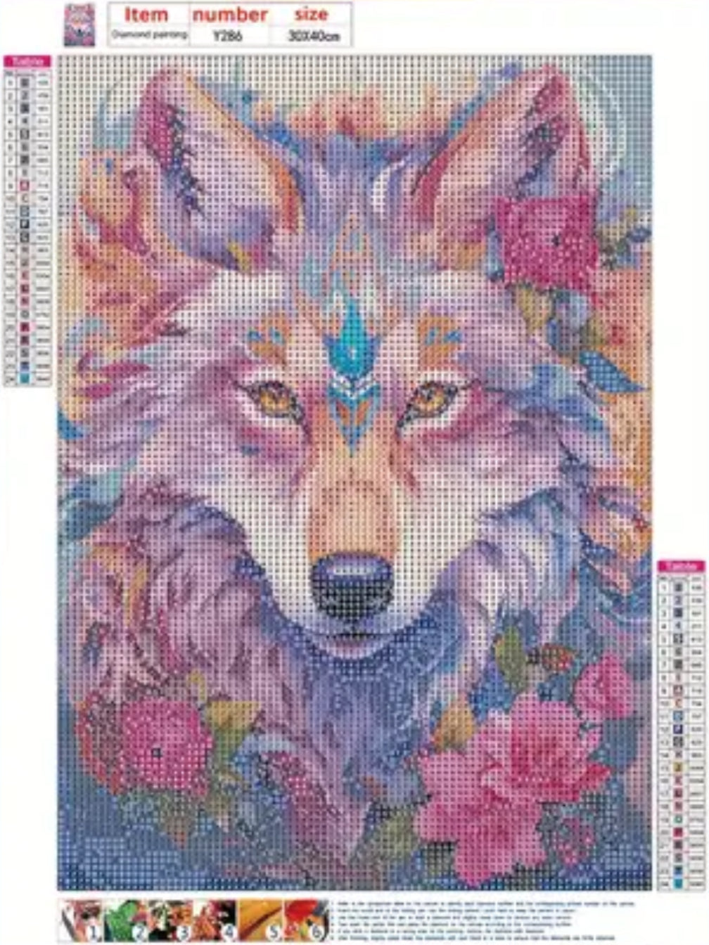 FLORAL WOLF - 5D Full Drill Diamond Painting - 30cm x 40cm