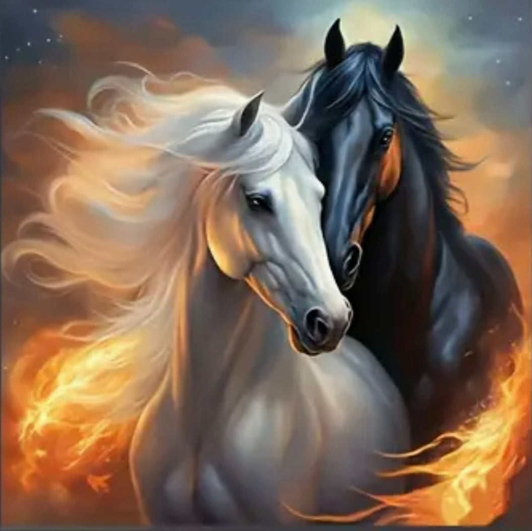 FLAMING HORSES - Full Drill Diamond Painting - 35cm x 35cm
