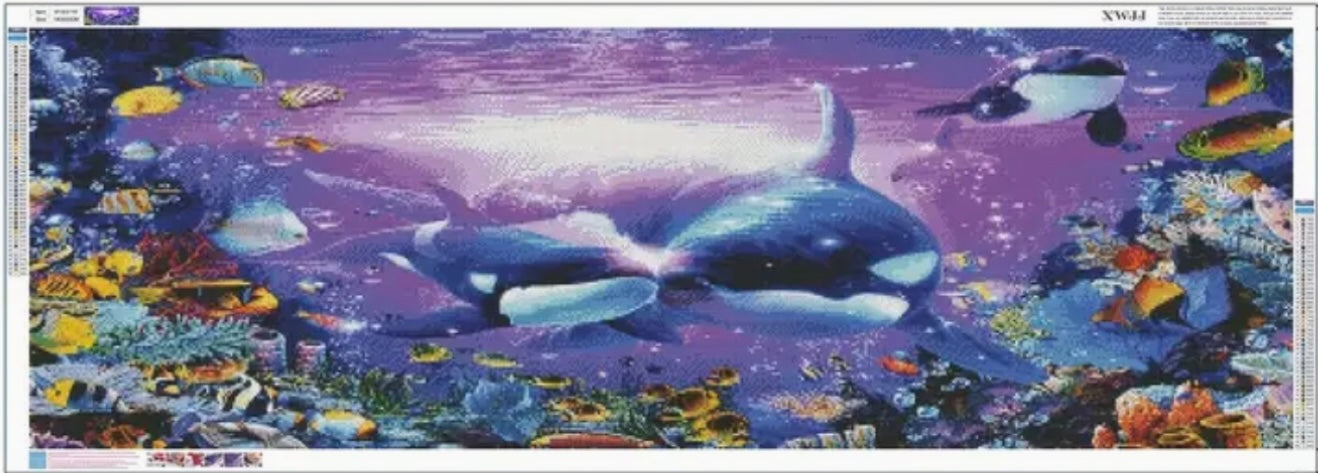 KILLER WHALES ON THE REEF - Full Drill Diamond Painting - 100cm x 40cm