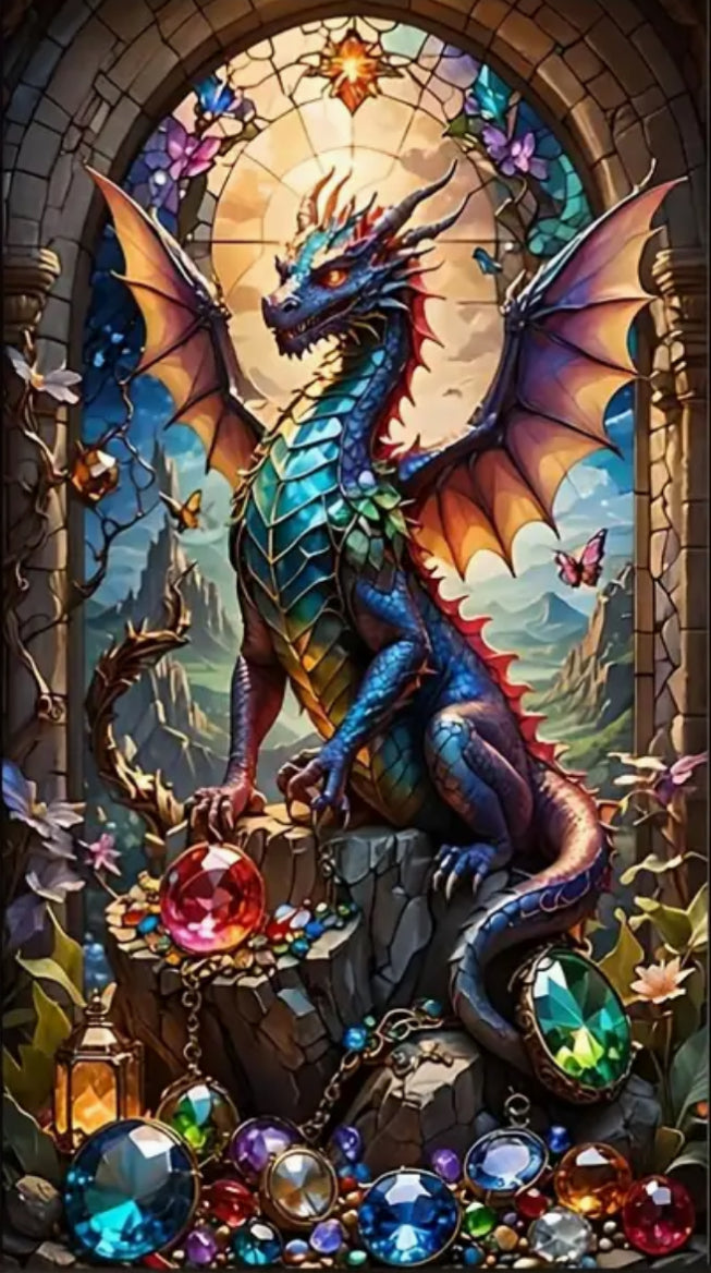GUARDIAN DRAON OF THE GEMSTONES - Full Drill Diamond Painting - 50cm x 100cm