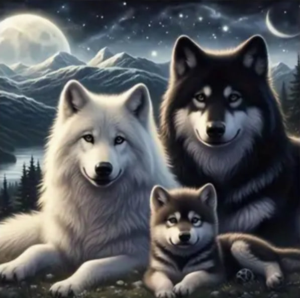 FAMILY OF WOLVES - 5D Diamond Painting - 40cm x 40cm