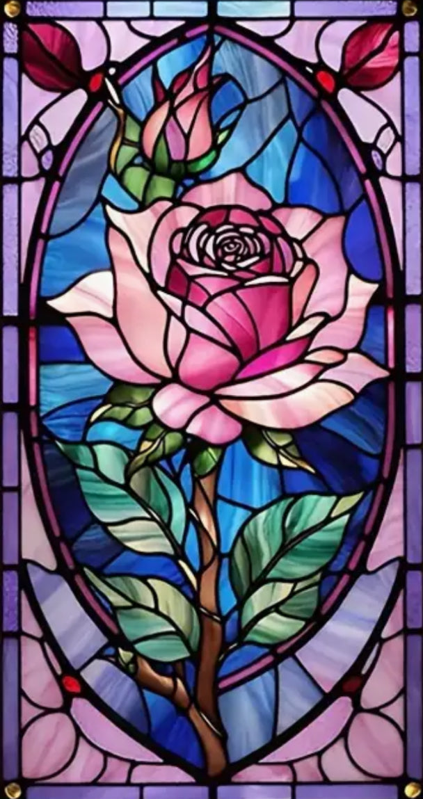 MOSAIC ROSE WINDOW - Full Drill Diamond Painting - 40cm x 70cm