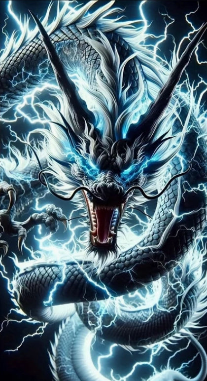 LIGHTNING STRIKE DRAGON - Full Drill Diamond Painting - 40cm x 70cm