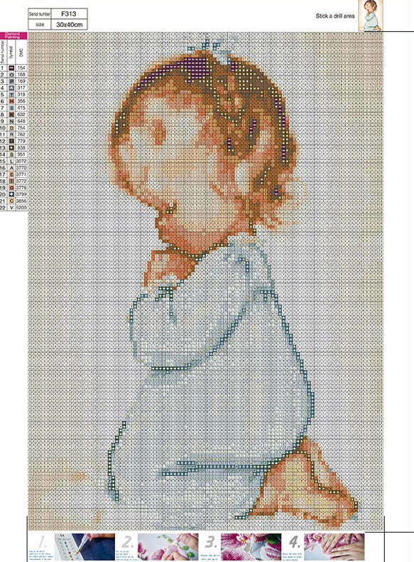LITTLE GIRL NIGHT TIME PRAYERS - Full Drill Diamond Painting - 30cm x 40cm