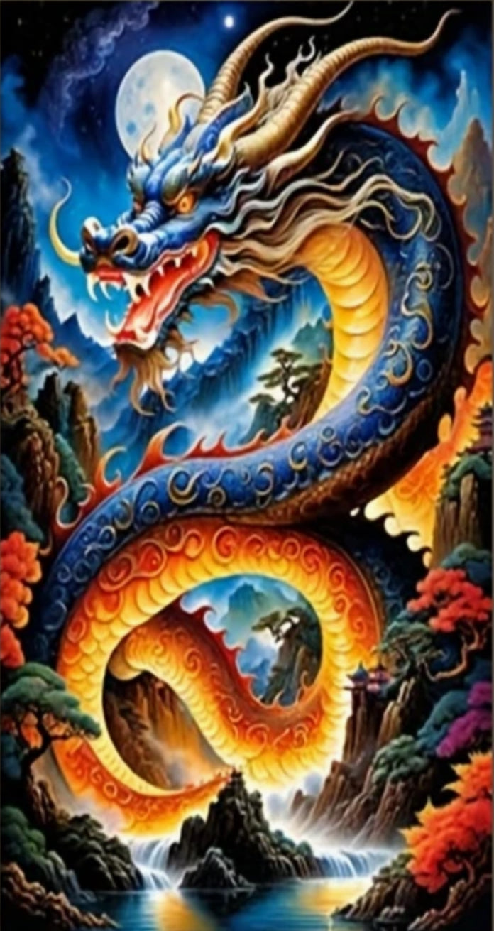 YELLOW BELLIED DRAGON - Full Drill Diamond Painting - 50cm x 100cm
