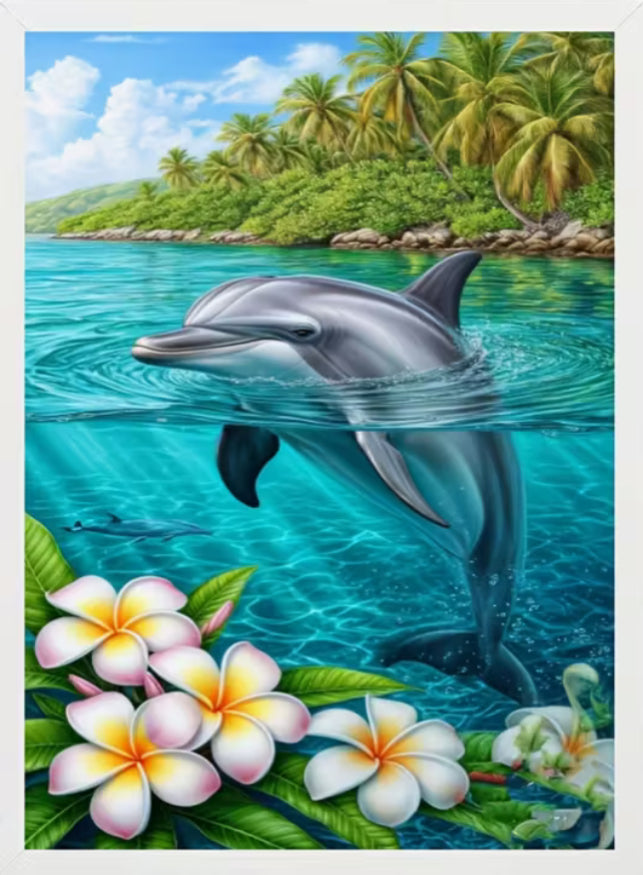 FRANGIPANI DOLPHIN - Full Drill Diamond Painting - 40cm x 50cm