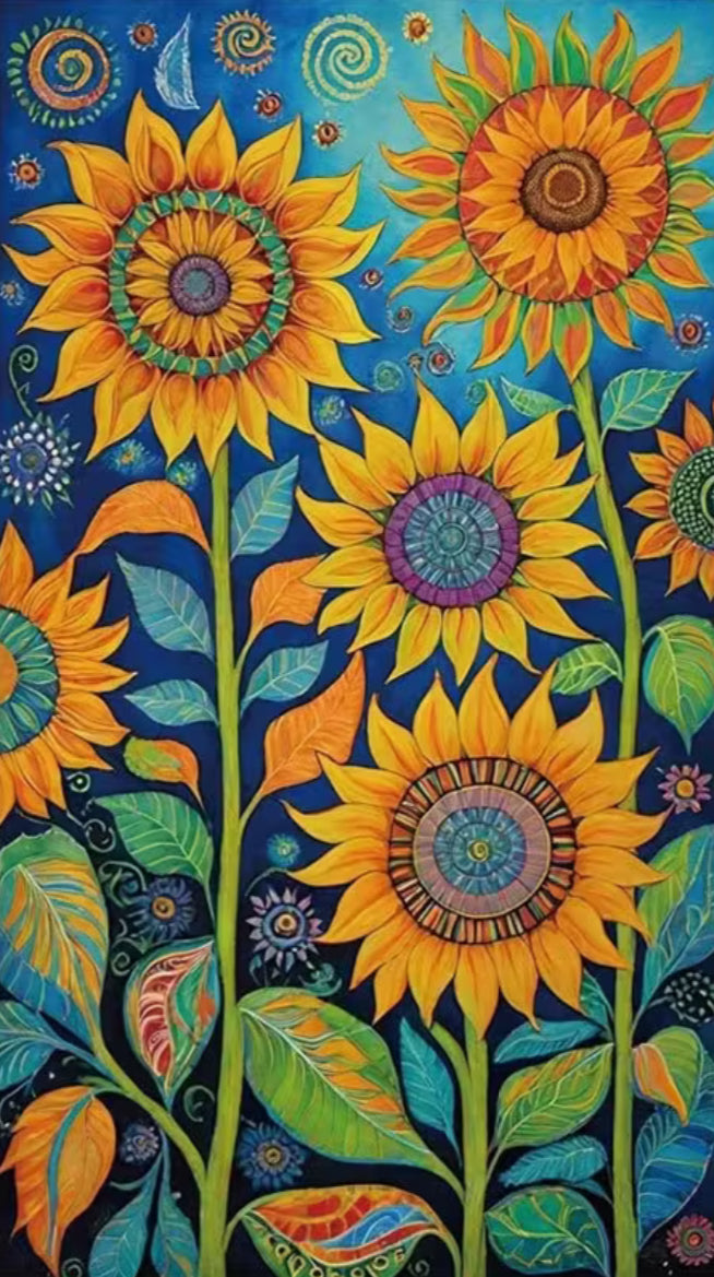 ABSTRACT SUNFLOWER FIELD  - Full Drill Diamond Painting - 40cm x 70cm