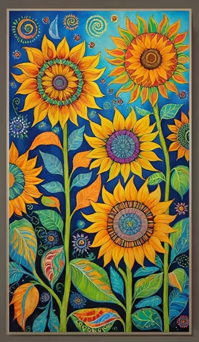 ABSTRACT SUNFLOWER FIELD  - Full Drill Diamond Painting - 40cm x 70cm