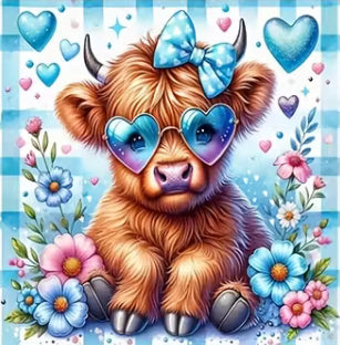 HIGHLAND COW WEARING SUNGLASSES - Full Drill Diamond Painting - 30cm x 30cm