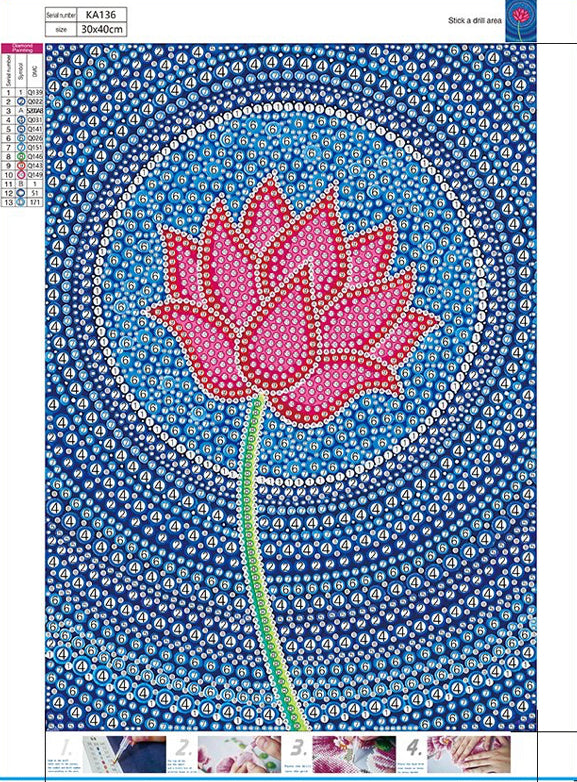 Special Drill LOTUS FLOWER - Full Drill Diamond Painting - 25cm x 35cm