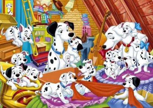 101 WHITE PUPS WITH BLACK SPOTS - Full Drill Diamond Painting - 60cm x 40cm