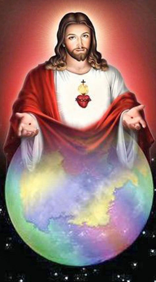 LORD JESUS HOLDS THE WORLD IN HIS HANDS - Full Drill Diamond Painting - 40cm x 70cm