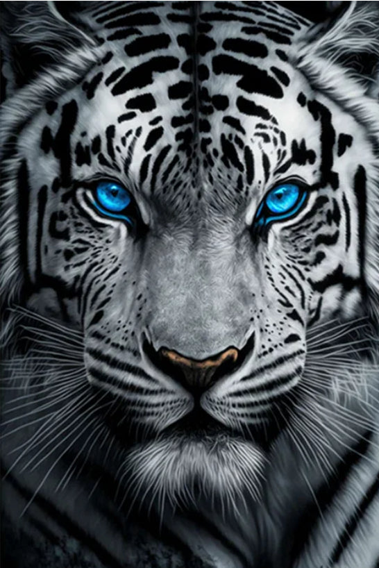 BLUE EYED TIGER - 5D Diamond Painting - 40cm x 60cm