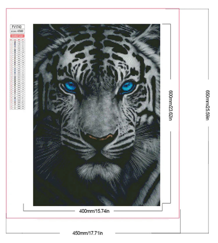 BLUE EYED TIGER - 5D Diamond Painting - 40cm x 60cm