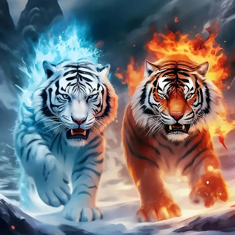 RACING TIGERS - 5D Diamond Painting - 40cm x 40cm