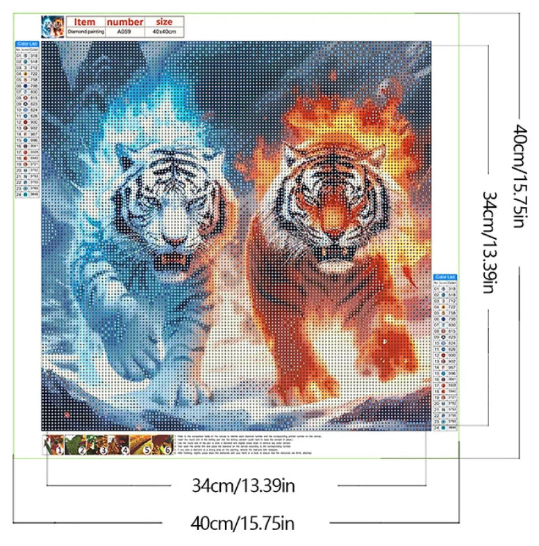 RACING TIGERS - 5D Diamond Painting - 40cm x 40cm