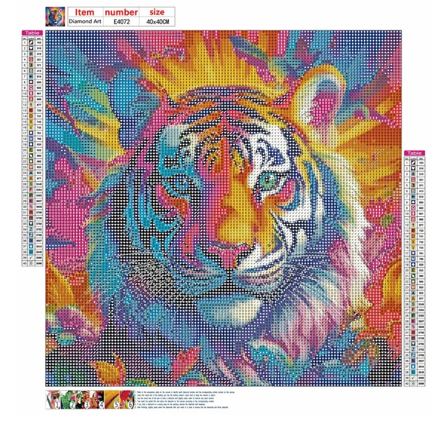 COLOURFUL TIGER - 5D Diamond Painting - 40cm x 40cm