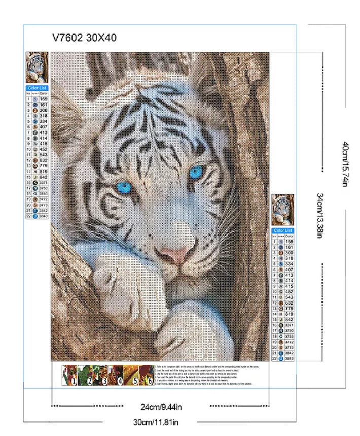 TIGER IN THE FORK OF THE TREE - 5D Full Drill Diamond Painting - 30cm x 40cm