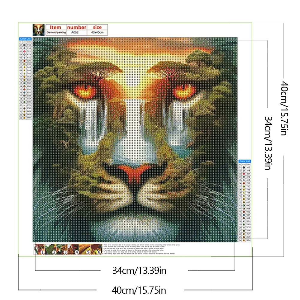 WATERFALL TIGER FACE - 5D Diamond Painting - 40cm x 40cm