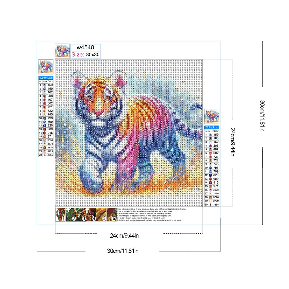 WATERCOLOUR TIGER - 5D Full Drill Diamond Painting - 30cm x 30cm