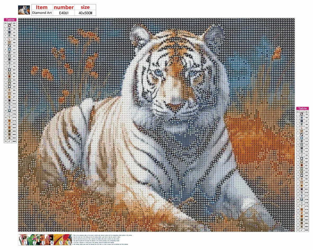WHITE TIGER - 5D Diamond Painting - 50cm x 40cm